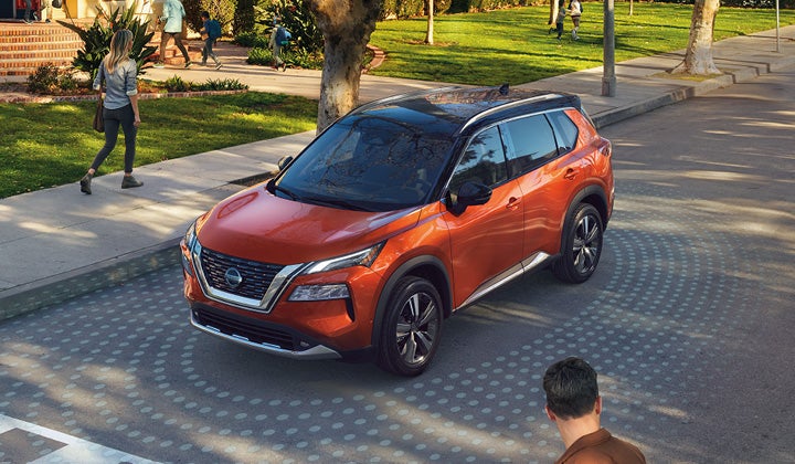 2021 Nissan Rogue Stopped at a School Crosswalk